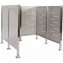 [JAMAIS UTILISÉ] Clôture pour poubelles HHG-479, Cache-poubelle Rangement pour poubelles, 151x165x165cm métal, inox