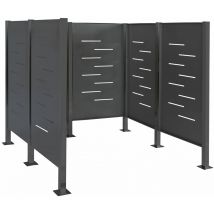 Clôture pour poubelles HHG-479, Cache-poubelle Rangement pour poubelles, 151x165x165cm métal, anthracite