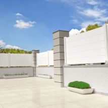 Intersun - Clôture ranch panneau plein 3 lames l 1911 x h 515 mm (Blanc satiné RAL9010)