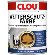 Clou - Wetterschutzfarbe 2,5 Ltr. steingrau Holzschutzfarbe für Aussen