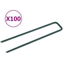 Clous pour gazon artificiel 100 pcs Forme de u Fer Vidaxl