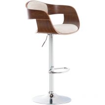 Tabouret de cuisine Kingston en tissu / crème en noyer