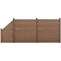 Clôture brise vue brise vent bois composite (wpc) quadratique et oblique brun 183 x 451 cm