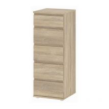 Tvilum - Cómoda de 5 cajones cm 40 x 40 x 107 h roble que ahorra espacio