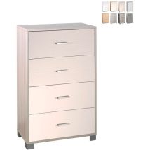 Sarmog - Cómoda de dormitorio con cuatro cajones Olmo blanco 70x41x h112 cm