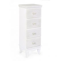 Cómoda de dormitorio en MDF con cuatro cajones Blanco CHARLENE 31x26x h90 cm