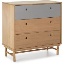 Cómoda de Noche Magnus 3 cajones, Madera Maciza, 80 cm (Ancho) 40 cm (Profundo) 82 cm (Altura)