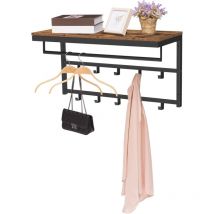 Hoobro - Coat Rack Wall-Mounted, Coat Hook with 10 Hooks and Shelf, Hanging Rail, for Entryway, Bathroom, Living Room, Laundry Room EBF12YM01