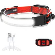 COB Headlight LED Mini Headlight, lumière de cou de course de nuit de pêche extérieure rechargeable