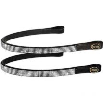 Frontalino per briglia inglese in cuoio con file di strass bianchi: Cob, Marrone
