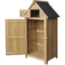 Cobertizo de jardín estrecho de madera de abeto con techo bituminoso 142 cm