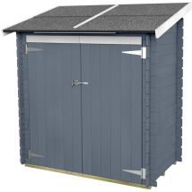 Alce - Caseta de Jardín Adosada Bh16 Ambrogio 155x85 de Madera de abeto natural 16 mm pintada en gris con puerta doble, techo y suelo OSB3, montaje