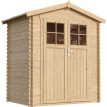 Timbela - Cobertizo de madera para jardín - 136x196cm/1.98m² Cobertizo de madera natural - Taller de Jardín - Bicicleta, Almacenamiento de