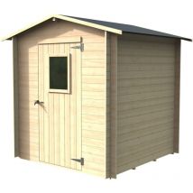 Alce - Caseta de Jardín Bh19 Regis 198x198 de Madera de abeto natural 19 mm con puerta simple con ventana, techo y suelo machihembrado, montaje