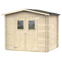 Alce - Caseta de Jardín Bh19 Hobby 248x198 de Madera de abeto natural 19 mm con puerta doble con ventana, techo y suelo machihembrado, montaje fácil,