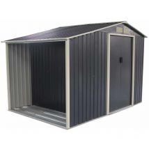 Gardiun - Caseta Metálica Toronto Con Leñero 3,53 m² Exterior 278x127x195 cm Acero Galvanizado Gris Antracita