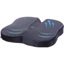 Coussin de Siège Orthopédique en Mousse à Mémoire de Forme - Soulage la Douleur Lombaire et la Sciatique - Noir