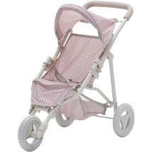 Teamson Kids - Olivia's Little World Cochecito Jogger para Muñecas Bebé Polka Dot Princess, Rosa/Gris
