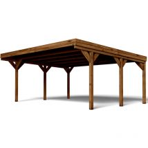 Cerland - forest style - Cochera Doble Victor 30,9 m² (6,02 x 5,11 x 2,52 m) – Madera de Pino Tratada – Techo de Policarbonato – Aparcamiento