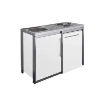 Moderna - Cocina con placa y refrigerador metaline 120cm, glaciar cubierto de polvo