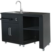 Oviala - Cocina exterior de 2 elementos con fregadero negro