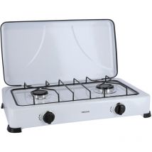 Yregas - Cuisinière à gaz émaillée blanc 2 feux
