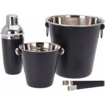 Cocktail-Set aus Edelstahl, 4-teilig, schwarz, Ø 21,5 x 20,5 cm, Ø 8 x 22,5 cm, Ø 14 x 14 cm, 500 ml