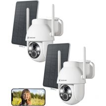 Cococam - 2K Camera Surveillance sans Fil Exterieure Lot de 2 ai Détection Humaine Vision Nocturne Couleur 2.4GHz WiFi
