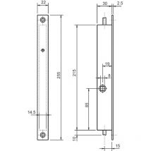 Serrure verticale à encastrer 2 points metalux Série 32 Argent 30 Verticale 20 Galvanisé Sans 30