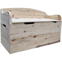 Coffre en bois de pin clair – 100 cm x 40 cm x H 60 cm – Rangement pratique – Malle et coffre