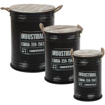 Lot De 3 Coffres En Métal Noir Atmosphera