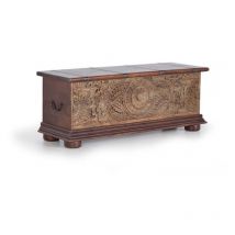 Decoration D ’ Autrefois - Coffre Bois Marron 116x40x45cm - Décoration d'Autrefois