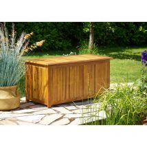 No Brand - casaria Coffre de rangement en bois d'acacia ca. 300L extérieur jardin avec bâche intérieure rangement boîte caisson