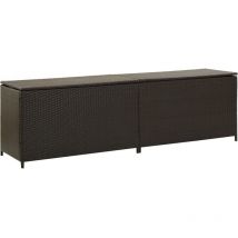 Coffre boîte meuble de jardin rangement résine tressée 200 x 50 x 60 cm marron