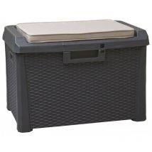 Kz Garden - Coffre de jardin 125L Coussin compris Effet rotin L73xP50xH49 cm Résine Résiste au gel, intempéries et uv