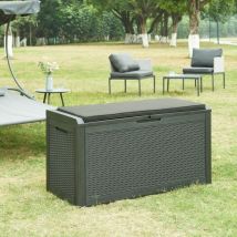 Casa.pro - Coffre de jardin Atella 122 x 55 x 65 cm noir effet rotin