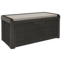 Toolmax - Coffre De Jardin En Résine 560 Litres Gris Anthracite Cousin Inclus Effet Rotin L147xp72xh65 Cm Toomax