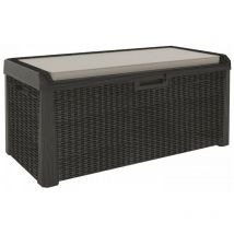 Toolmax - Coffre de jardin en résine 560 Litres Gris Anthracite Cousin inclus Effet rotin L147xP72xH65 cm toomax
