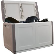 Coffre de Rangement Extérieur 230L Malle de Jardin Beige/Taupe 96 x 53 x H57cm Poignées de transport Intec