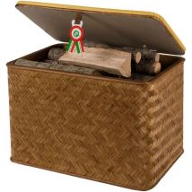 Proweltek - Coffre de rangement 245L Malle en osier 90 x 52 x H62 cm Usage intérieur Coloris châtaignier