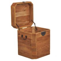 Meubletmoi - Coffre de rangement 48 cm bois de pin recyclé avec poignées – chalet