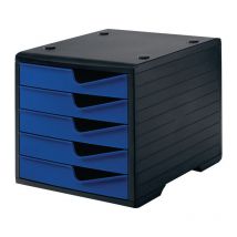 Coffre de rangement 5 tiroirs polystyrène noir/bleu H255xL270xP340mm Styro