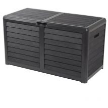 Coffre de jardin baya en Plastique 420 litres - Décor imitation bois - Gris anthracite - Fabriqué en France - EDA