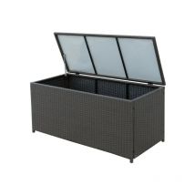 MH - Coffre de Rangement de Jardin en Résine Tressée Marron