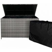 Jardí - Coffre de rangement en rotin gris, Grande capacité 582 l, Portable avec roues & poignée, Résistant aux uv & intempéries, Ouverture assistée