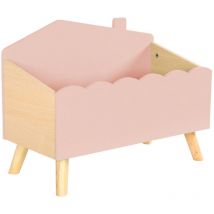 Coffre à jouets enfant effet bois. rose. l 58 x p 28 x h 44.5 cm