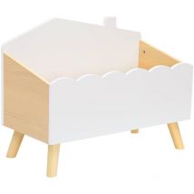 Coffre à jouets enfant effet bois. blanc. l 58 x p 28 x h 44.5 cm
