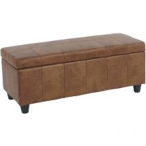 HHG - Banc/banquette/coffre de rangement Kriens, 112x45x45cm, similicuir, aspect daim marron