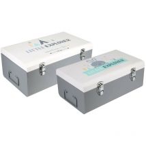 Lot de 2 coffres de rangement Gris Home Deco Kids