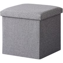 Coffre de Rangement Pouf Pliable Tissu 38cm - gris clair